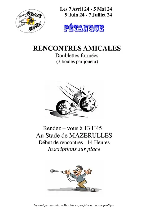 Pétanque - Rencontres Amicales